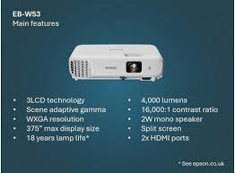 Epson Ebw53 wxga high visibilty lamp projector
