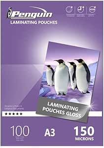 Penguin Laminating Pouches 150 Micron Gloss A3 100 Per Box