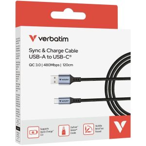 Verbatim Sync & Charge Usb-A To Usb-C 18W 120 Cm