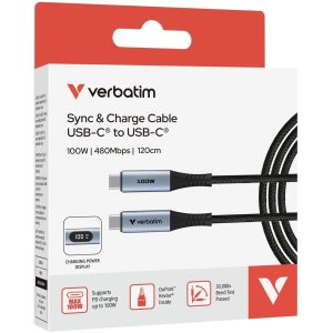 Verbatim Sync & Charge Usb C To Usb C 100W Display 120 Cm
