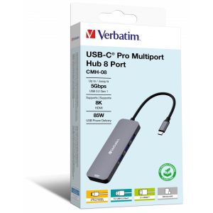 Verbatim Usb-c Pro Multiport Hub 8 Port Cmh-08