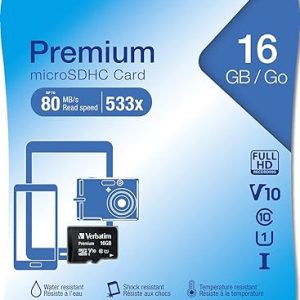 Verbatim Premium 16gb Micro Sd Card: Sdhc: Uhs-i: U1: V10