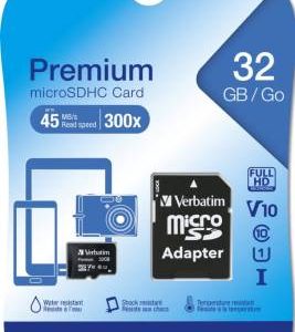 Verbatim Premium 32gb Micro Sd Card + Adaptor: Sdhc: Ush-i: Class 10: U1: V10