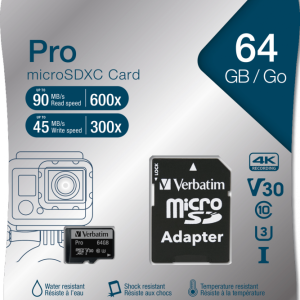 Verbatim Pro 64gb Micro Sd Sdxc: Uhs-i: Class 10: U3: V30
