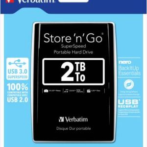 Verbatim Store N Go Portable Hard Drive 2tb Usb 3.0 Black