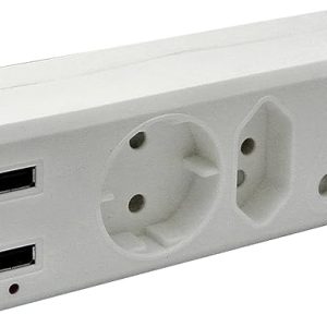 Ele Adaptor Usb 3way 1x16a 1xschuko 1x5a 2x2 1a Usb