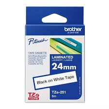 Brother 24mm Black On White Laminated Tape - 8m