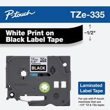 Brother 12mm White On Black Laminated Tape - 8m
