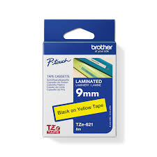 Brother 9mm Black On Yellow Laminated Tape - 8m