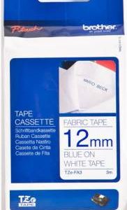 Brother 12mm Blue On White Iron-on Fabric Tape - 3m