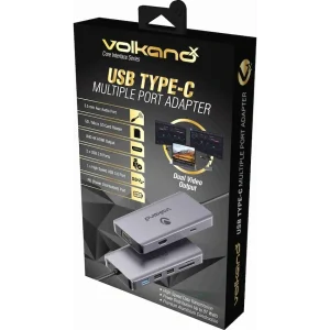 Volkanox Core Interface Series Usb Type C - Hdmi + Vga 3xusb + Card Reader + Audio + Pd