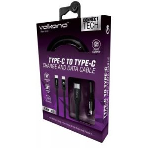 Volkano Weave Series Type-c To Type-c Cable 1.2m 18w Black