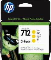 HP 712 29ml 3-pack Original Yellow Designjet Ink Cartridge For T200