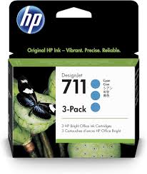 HP 711 29ml 3-pack Original Cyan Ink Cartridges For Designjet T120